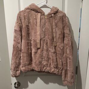 Express Pink Faux Fur Puffer Jacket